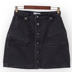 New Look Mini Black Denim Button Front Skirt Size US 6